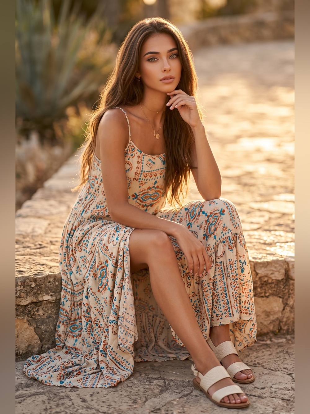 Patrons of Peace Cream Maxi Dress with Lace Up Sides and Krinkle Fabric